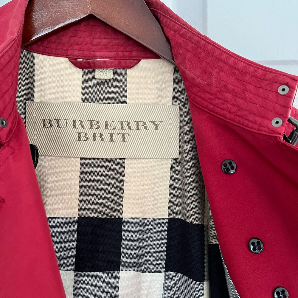 Burberry Brit Red Trench Coat - Picture 5 of 16